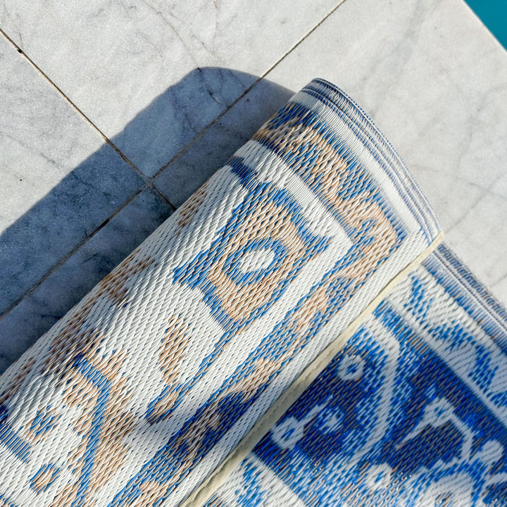 Nain Blue Recycled Plastic Reversible Large Outdoor Rug - Fab Habitat , Recycled Plastic Rugs & Mats, [product_size],