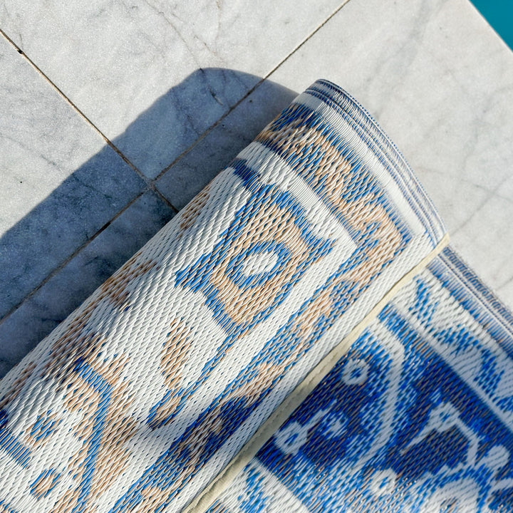 Nain Blue Recycled Plastic Reversible Large Outdoor Rug - Fab Habitat , Recycled Plastic Rugs & Mats, 