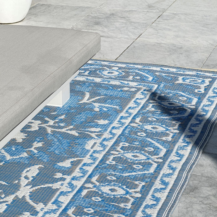 Nain Blue Recycled Plastic Reversible Large Outdoor Rug - Fab Habitat , Recycled Plastic Rugs & Mats, [product_size],