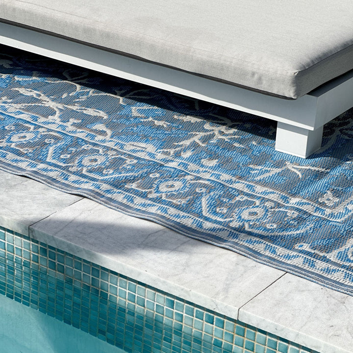 Nain Blue Recycled Plastic Reversible Large Outdoor Rug - Fab Habitat , Recycled Plastic Rugs & Mats, [product_size],