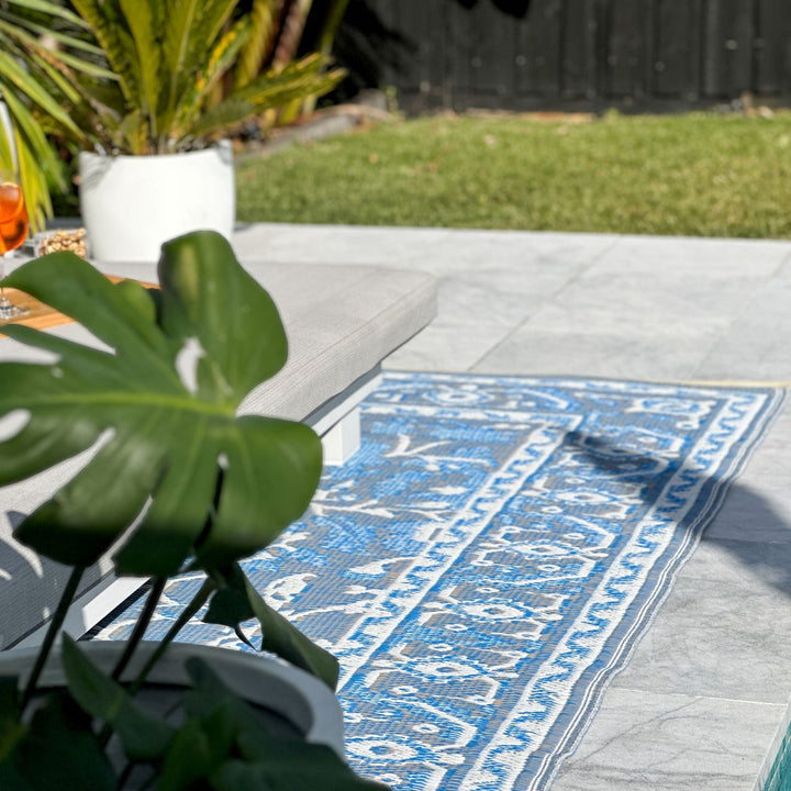 Nain Blue Recycled Plastic Outdoor Rug - Fab Habitat , Recycled Plastic Rugs & Mats, [product_size],