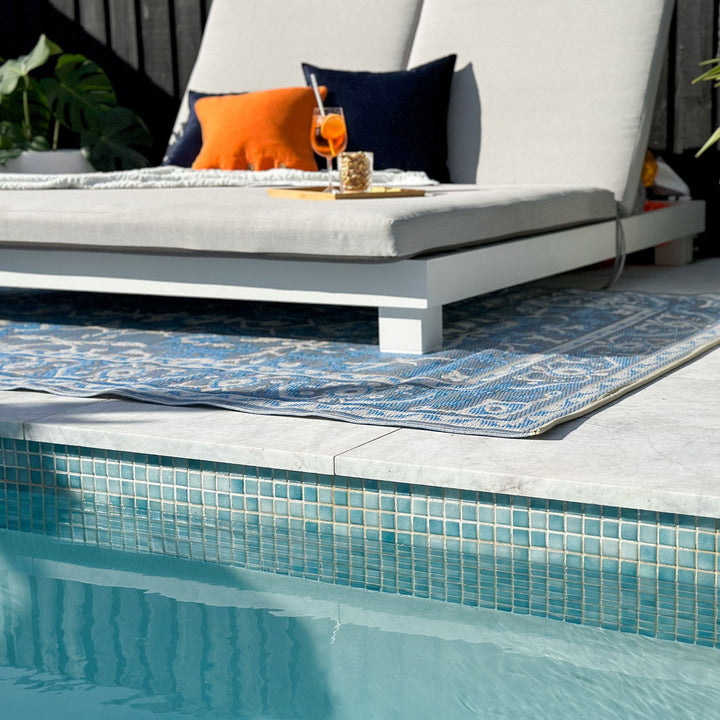 Nain Blue Recycled Plastic Outdoor Rug - Fab Habitat , Recycled Plastic Rugs & Mats, 