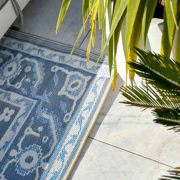 Nain Blue Recycled Plastic Reversible Large Outdoor Rug - Fab Habitat , Recycled Plastic Rugs & Mats, [product_size],