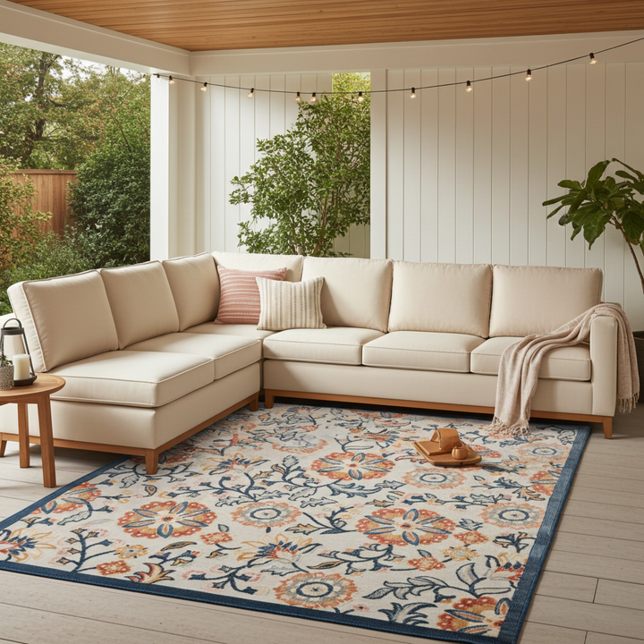 Namsai Floral Multicolour Indoor Outdoor Large Rug