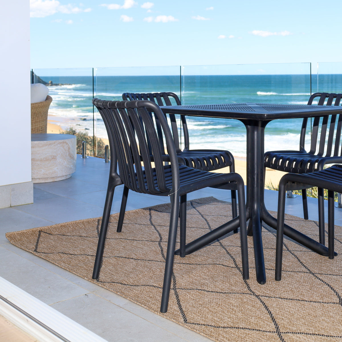 Nara Black Indoor Outdoor Rug