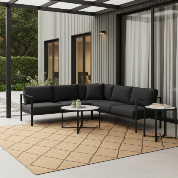 Nara Black Indoor Outdoor Rug
