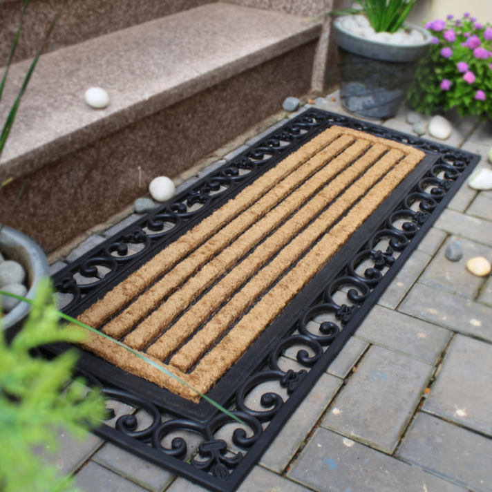 45x120 cm Nautica Striped Rubber Bordered Coir Doormat - Fab Habitat , Doormats, 