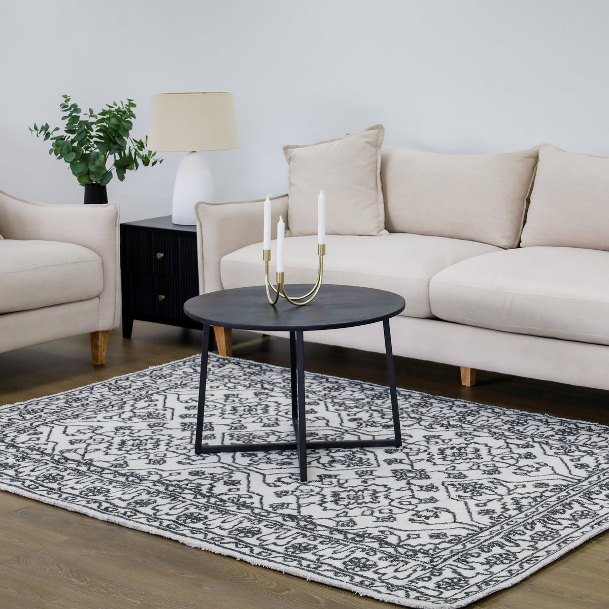 Neel wool rug – blue and ivory pattern – 160x230 cm – soft pile designer rug – buy online in Australia