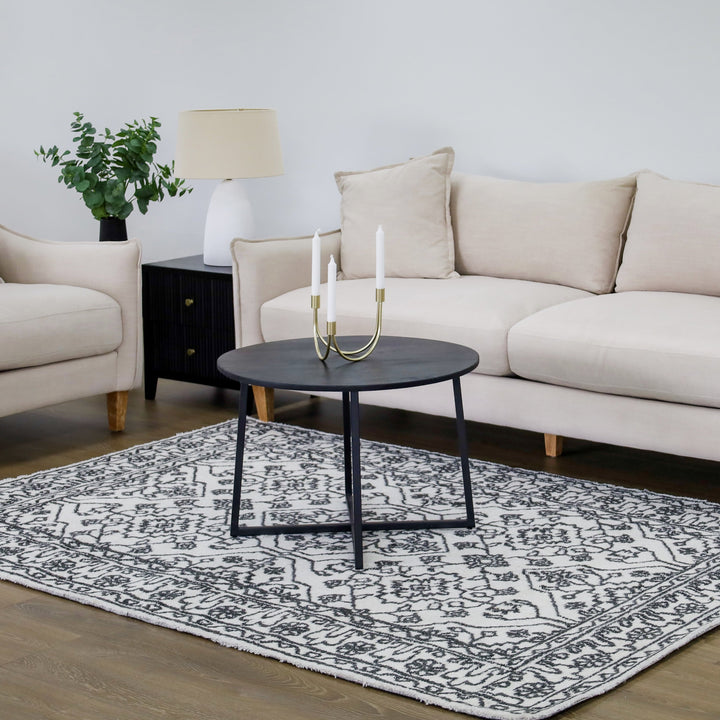 Neel wool rug – blue and ivory pattern – 160x230 cm – soft pile designer rug – buy online in Australia