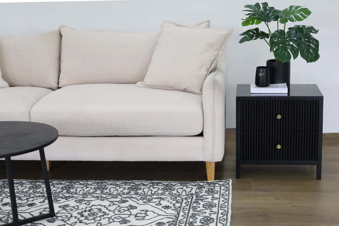 Neel Ivory and Black 100% Wool Rug