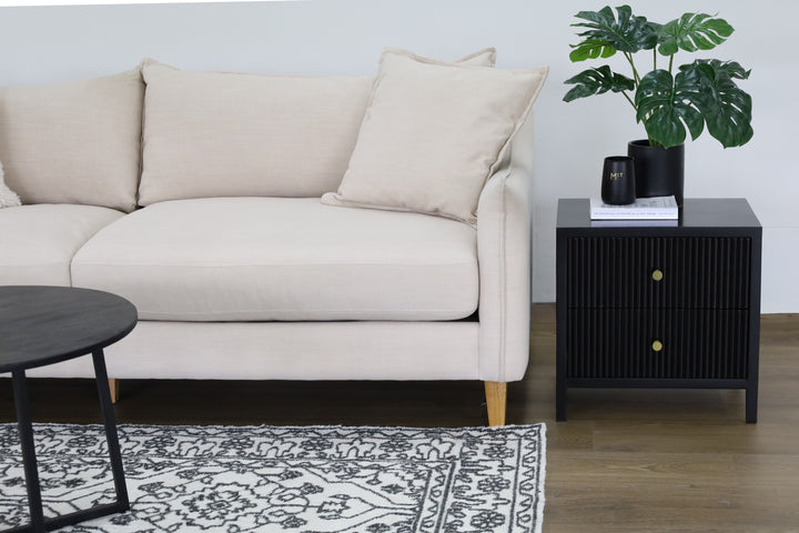 Neel Ivory and Black 100% Wool Rug