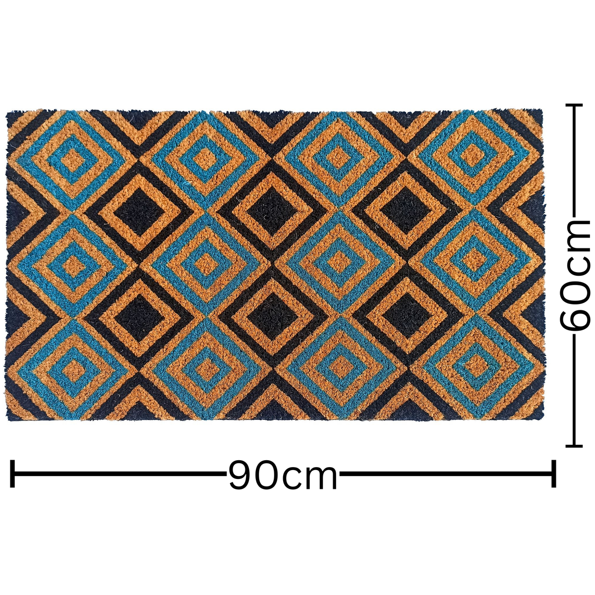 New Diamond Door Rug 60x90 – Black & Natural Coir – Buy Online in Australia