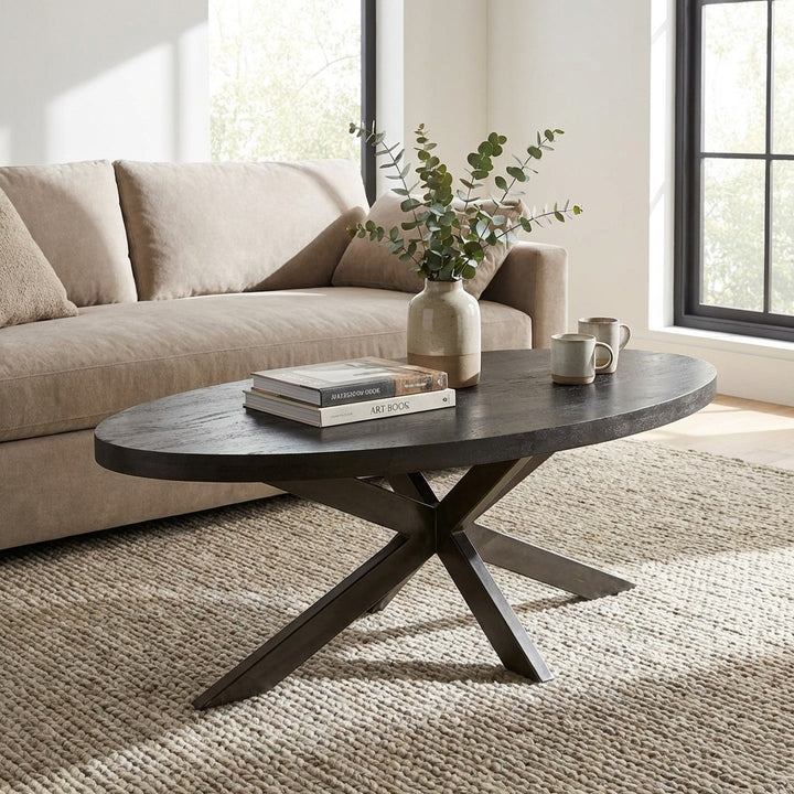 Nova Charcoal 130 CM Wooden Oval Coffee Table