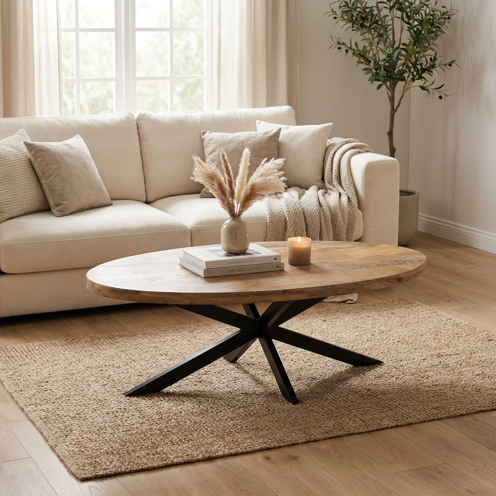 Nova Natural 130 CM Wooden Oval Coffee Table