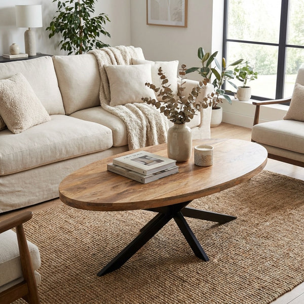Nova Natural 130 CM Wooden Oval Coffee Table