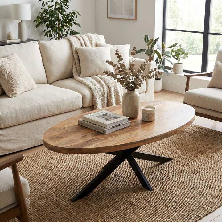 Nova Natural 130 CM Wooden Oval Coffee Table