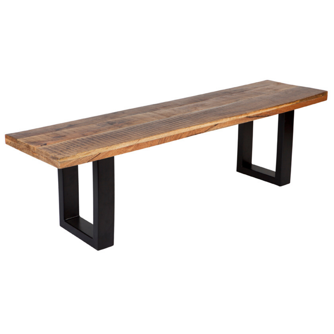 Nova 3 Seater Long Wooden Seating Bench with Metal Legs - 160 cm - Fab Habitat , Benches, 