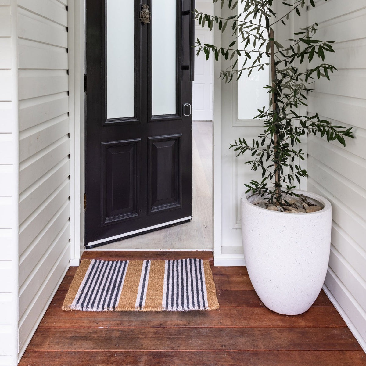 Nui Striped Coastal Coir Extra Long Front Door Mat - Fab Habitat , Doormats, 
