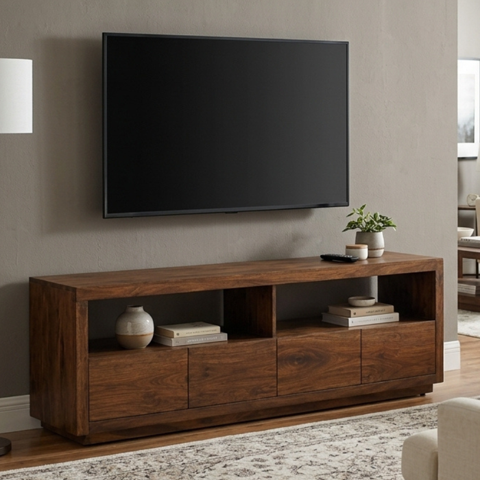 Nyra Walnut 180cm Entertainment TV Unit with 4 Drawers