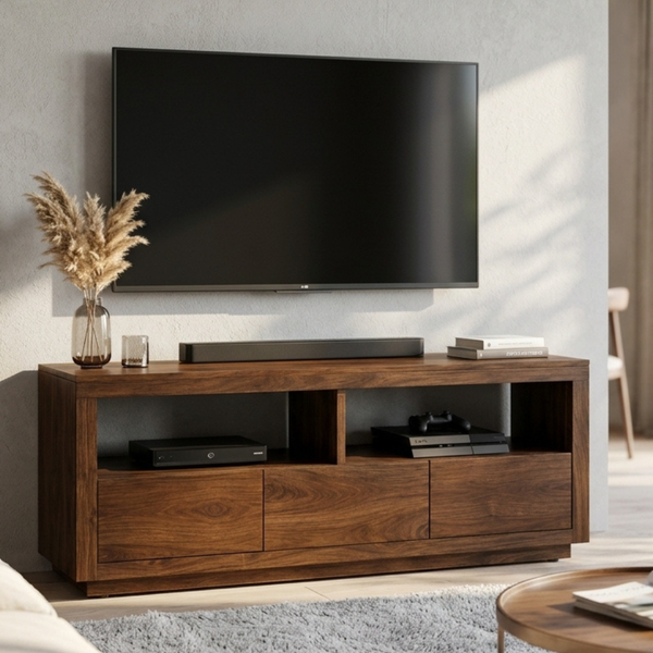 Nyra Walnut 140cm Entertainment TV Unit with 3 Drawers