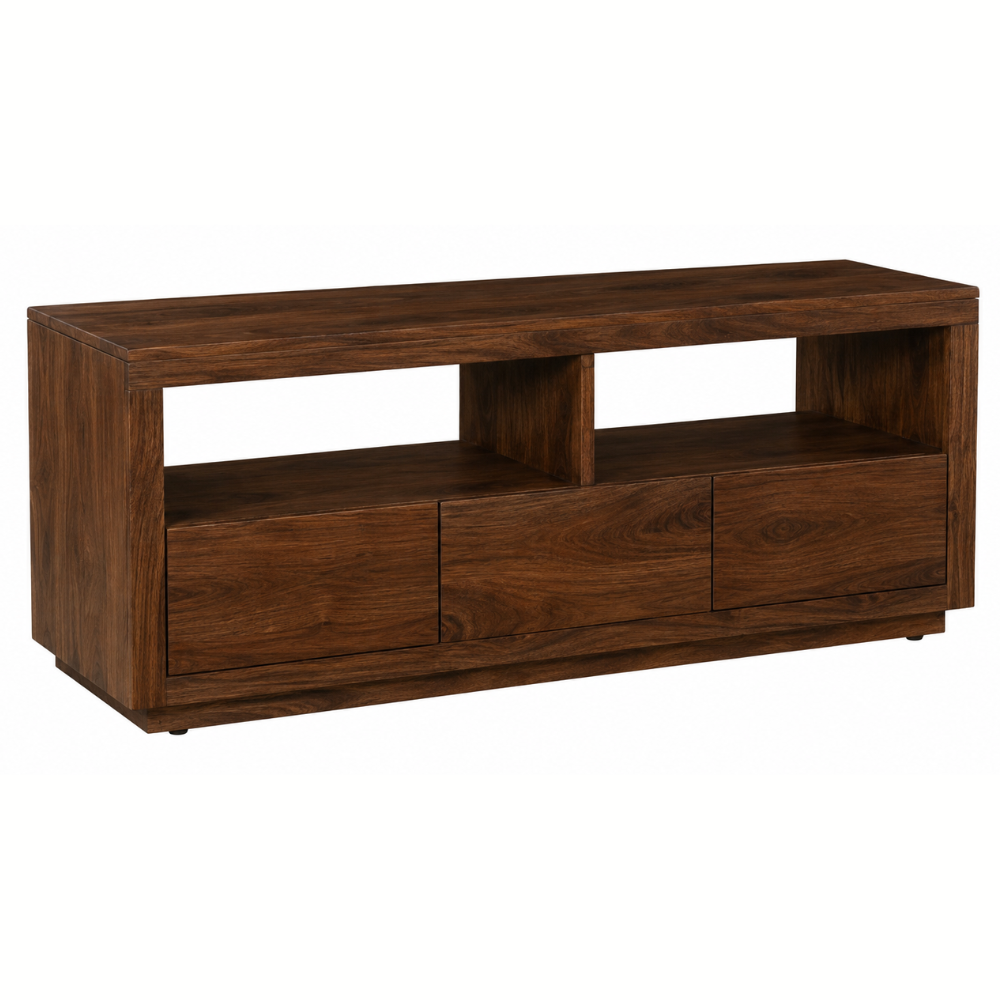 Nyra Walnut 140cm Entertainment TV Unit with 3 Drawers