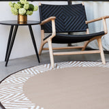 Olympia Beige & White Modern Recycled Plastic Round Outdoor Rug - Fab Habitat , Recycled Plastic Rugs & Mats, 