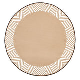 Olympia Beige and White Modern Large Round Outdoor Rug - Fab Habitat , Recycled Plastic Rugs & Mats, 