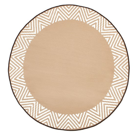 Olympia Beige and White Modern Large Round Outdoor Rug - Fab Habitat , Recycled Plastic Rugs & Mats, 