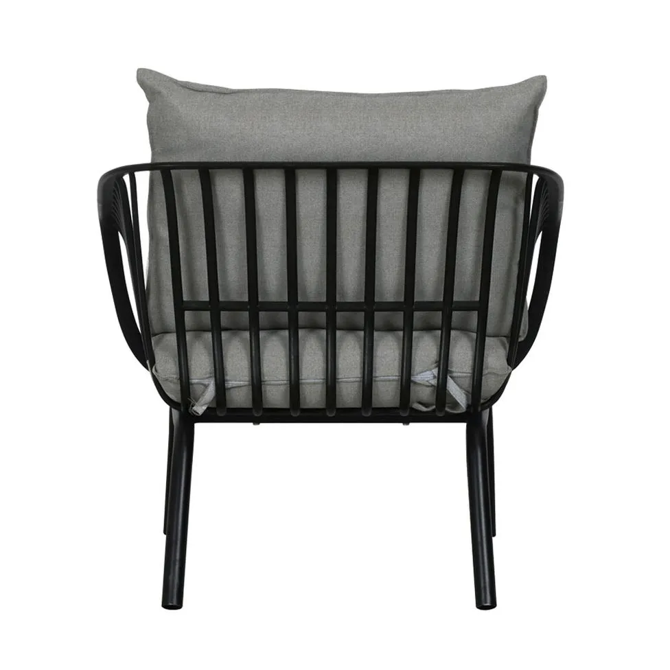 Owen Black Outdoor Chair with Grey Cushion - Set of 2