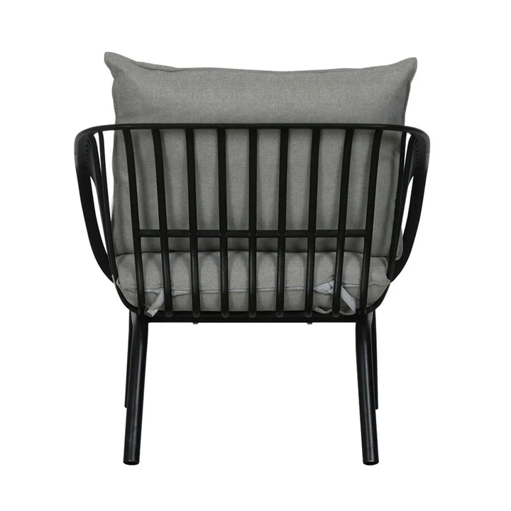 Owen Black Outdoor Chair with Grey Cushion - Set of 2