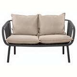 Owen Black Modern Outdoor 2-Seater Sofa with Warm Grey Cushion