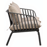 Owen Black Modern Outdoor 2-Seater Sofa with Warm Grey Cushion