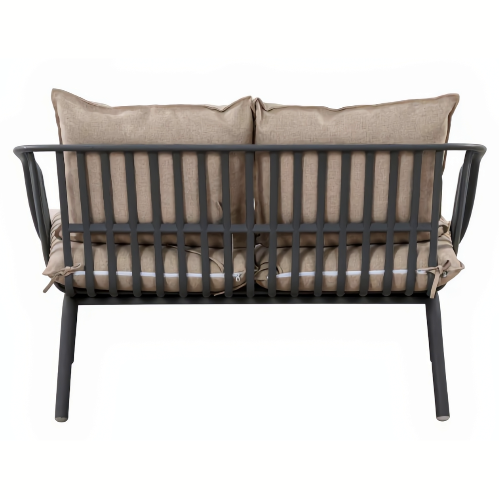 Owen Black Modern Outdoor 2-Seater Sofa with Warm Grey Cushion