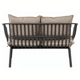 Owen Black Modern Outdoor 2-Seater Sofa with Warm Grey Cushion