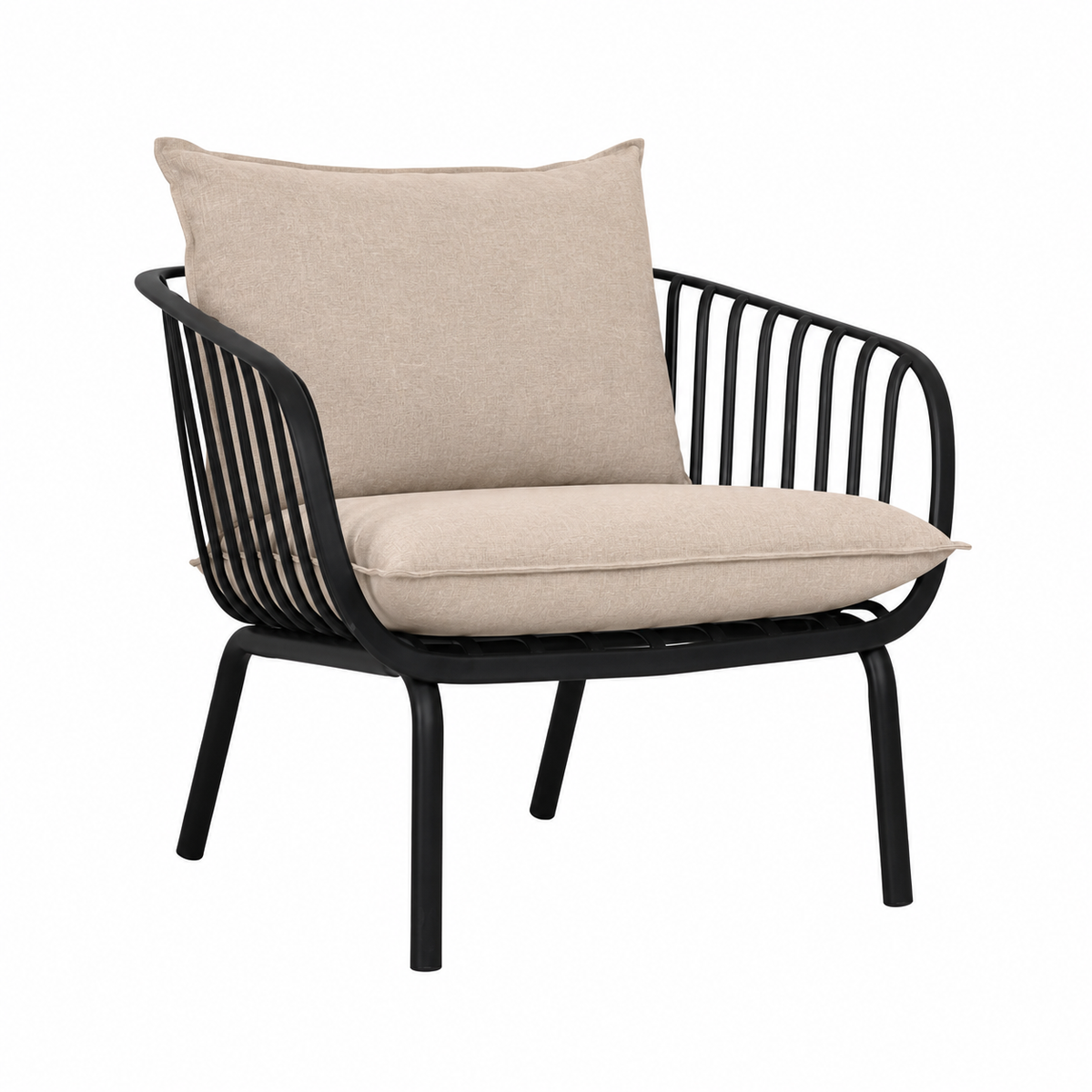 Owen Black Outdoor Chair with Warm Grey Cushion - Set of 2