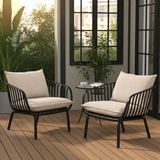 Owen Black Outdoor Chair with Warm Grey Cushion - Set of 2