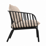 Owen Black Outdoor Chair with Warm Grey Cushion - Set of 2