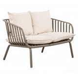 Owen Light Grey Modern Outdoor 2-Seater Sofa with Cream Cushion
