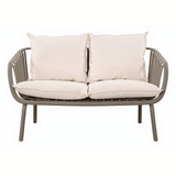 Owen Light Grey Modern Outdoor 2-Seater Sofa with Cream Cushion