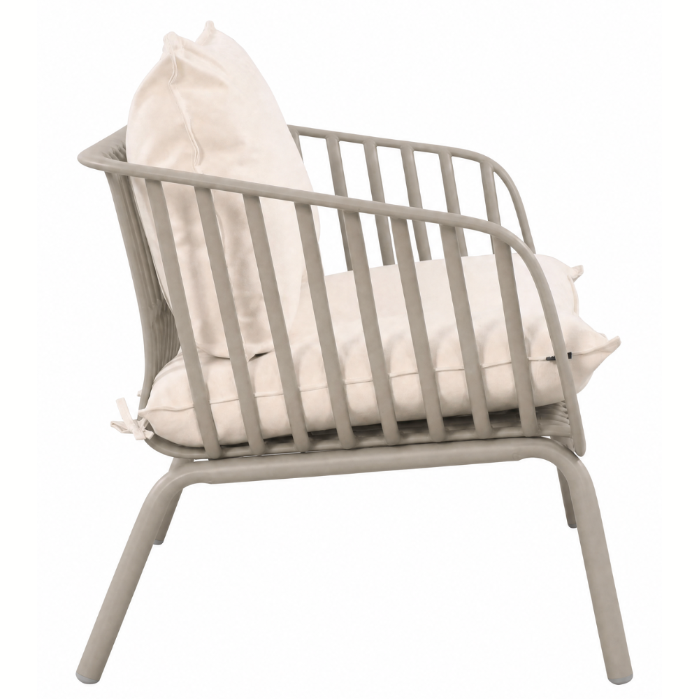 Owen Light Grey Modern Outdoor 2-Seater Sofa with Cream Cushion