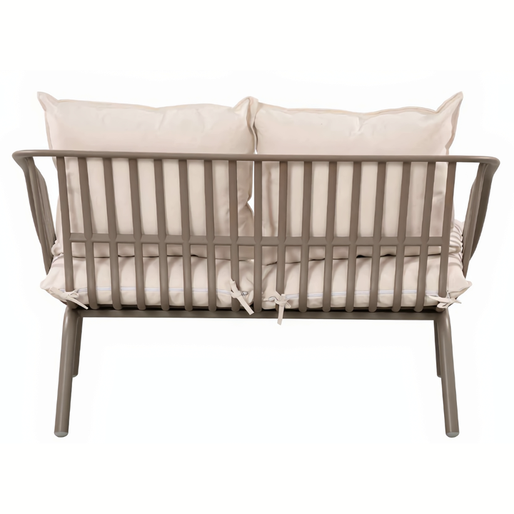 Owen Light Grey Modern Outdoor 2-Seater Sofa with Cream Cushion