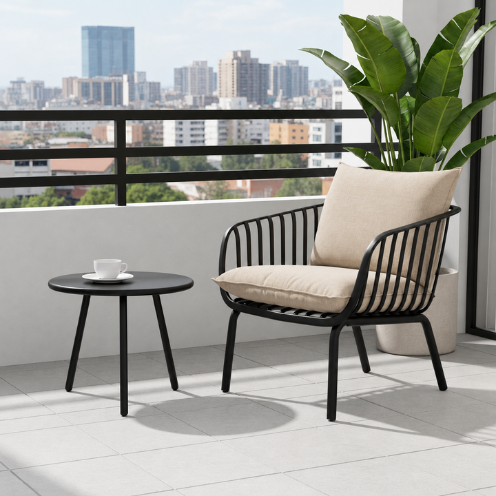 Owen Black Metal Round Coffee Table