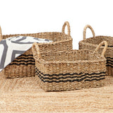 Set Of 3 Palash Handmade Jute & Seagrass Rectangular Storage Basket with Handles - Fab Habitat , Storage Baskets, 