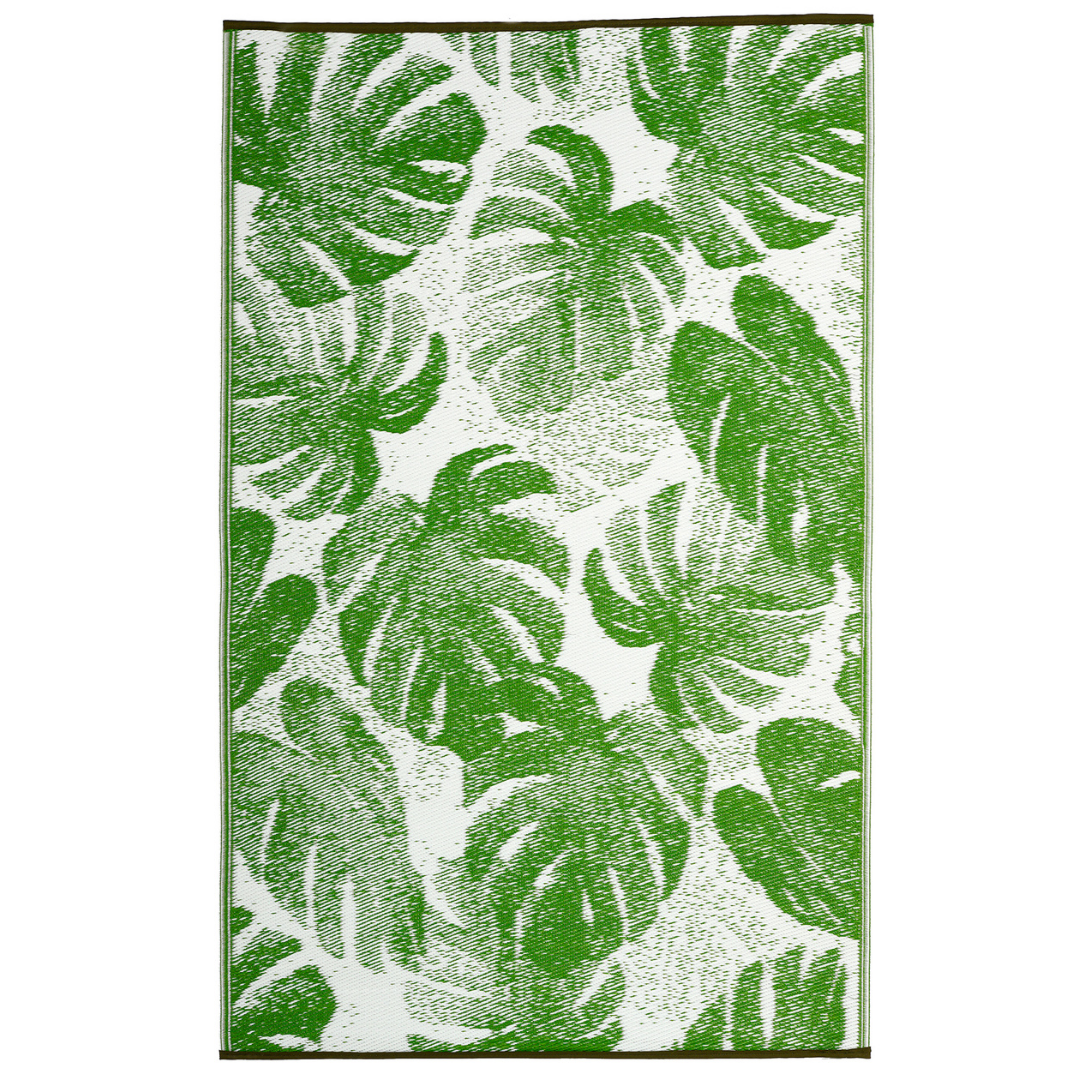 Panama Lime Green Botanical Recycled Plastic Large Outdoor Rug - Fab Habitat , Recycled Plastic Rugs & Mats, 