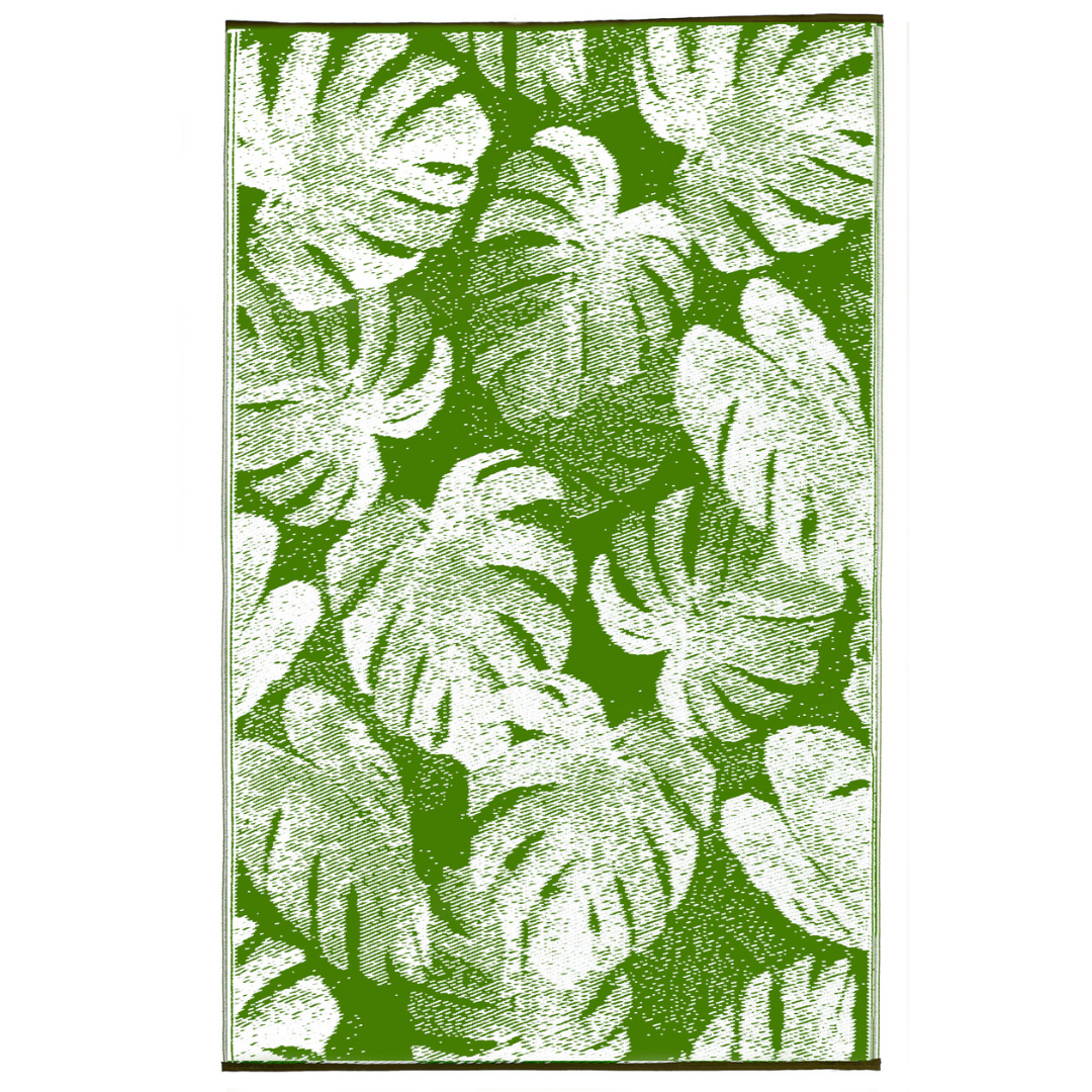 Panama Lime Green Botanical Recycled Plastic Large Outdoor Rug - Fab Habitat , Recycled Plastic Rugs & Mats, 