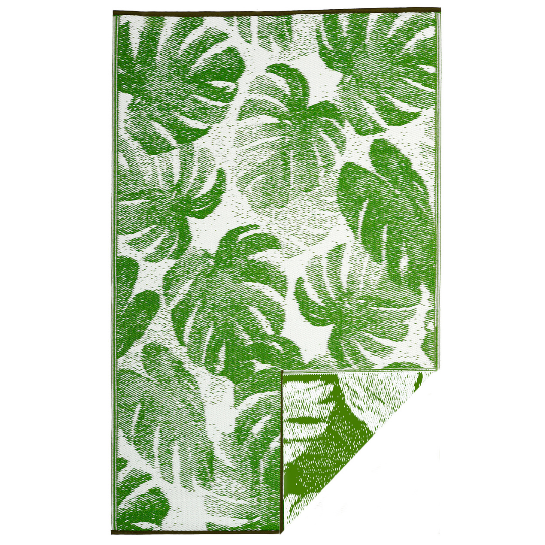 Panama Lime Green Botanical Recycled Plastic Large Outdoor Rug - Fab Habitat , Recycled Plastic Rugs & Mats, 