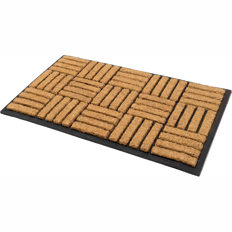 Parquet Tiles Geometrical Rubber Bordered Coir Doormat - Fab Habitat , Doormats, [product_size],