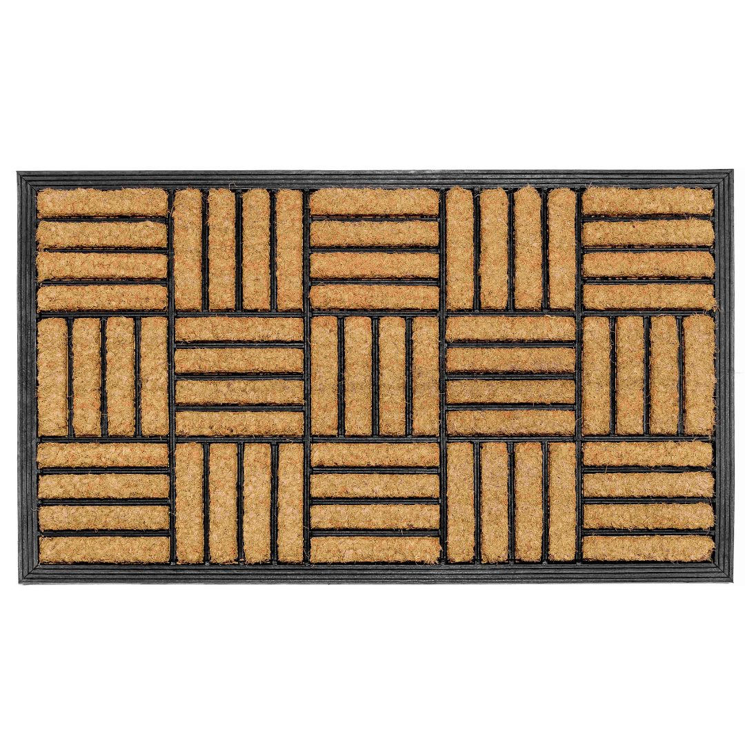 Parquet Tiles Geometrical Rubber Bordered Coir Doormat - Fab Habitat , Doormats, 