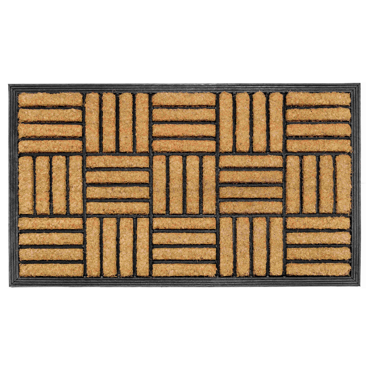 Parquet Tiles Geometrical Rubber Bordered Coir Doormat - Fab Habitat , Doormats, [product_size],