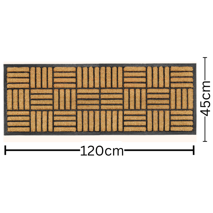 Parquet Tiles Geometrical Rubber Bordered Coir Doormat